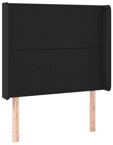 Cabeceira cama c/ LED couro artificial 103x16x118/128 cm preto