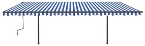 Toldo automático c/ LED e sensor de vento 6x3,5 m azul e branco