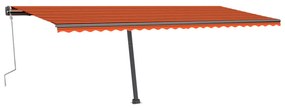 Toldo retrátil manual com LED 600x300 cm laranja e castanho