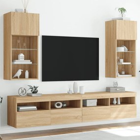 vidaXL Móveis de TV com luzes LED 2 pcs 40,5x30x90 cm carvalho sonoma
