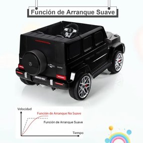 Carro elétrico para crianças 12V Mercedes-Benz G63 bateria com controlo remoto 105,5 x 62 x 54,5 cm Preto