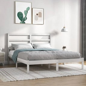 Cama sem colchão 140x200 cm madeira de pinho maciça branco