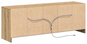 Cabinet de TV com LED Carvalho Artesanal 139.5x34x50 cm Madeira Engenh