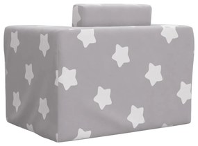 Sofá-cama infantil de c/ estrelas pelúcia cinzento-claro