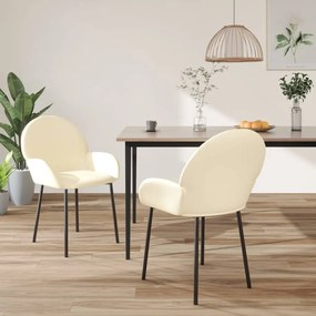 vidaXL Cadeiras de jantar 2 pcs couro artificial cor creme