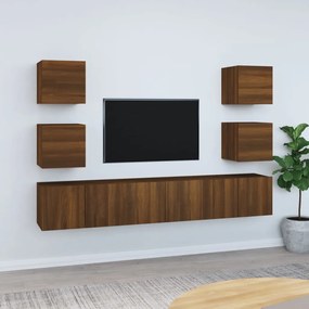 vidaXL Conjunto móveis de TV 7pcs madeira processada carvalho castanho