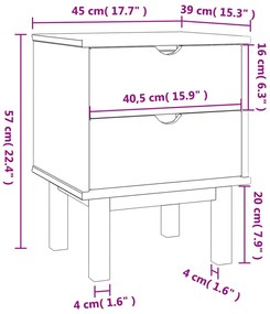 Mesa DE cabeceira OTTA 45x39x57 cm pinho maciço castanho/branco
