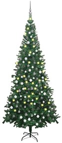 vidaXL Árvore Natal artificial pré-iluminada c/ bolas verde