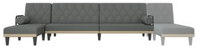 Sofá-cama Chaise Longue 260x140x70 cm tecido cinzento-escuro