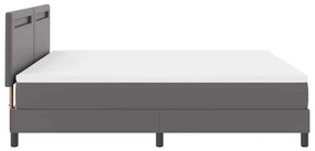 Cama Box com Colchão Cinza, Super King, Couro Sintético