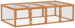 Pawhut Casa para Pequenos Animais e Coelhos Gaiola Ao Ar Livre com Porta Parque Ao Ar Livre Madeira de Pinho Natural 181x100x48 cm | Aosom Portugal