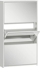 Sapateira Estreita com Espelho para 9 Pares de Sapatos para Corredor Espaços Reduzidos 65x17x114,5 cm Branco