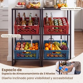 Estante para Caixas de Armazenamento, 47,5 x 32 x 102 cm, Prateleiras com Inclinação Ajustável, Preto