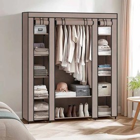 Guarda Roupa em Tecido dobrável com varão para roupa 45 x 150 x 175 cm Taupe