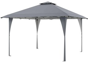 Tenda Pop Up 390 x 390 cm, com bolsa de transporte portátil, 8 estacas, 4 cordas de vento para pátio, jardim, acampamento cinza
