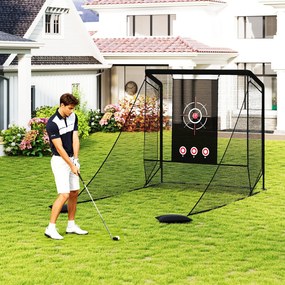 Rede de treino de golfe com redes laterais amovíveis, tecido branco e saco de transporte portátil para uso interior e exterior, 214x300x225 cm