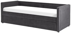Cama dupla em bombazine cinzento escuro 90 x 200 cm MIMIZAN Beliani