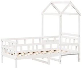Sofá-cama com telhado 80x200 cm madeira de pinho maciça branco