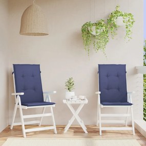 vidaXL Almofadões cadeira encosto alto 2pcs tecido azul-marinho
