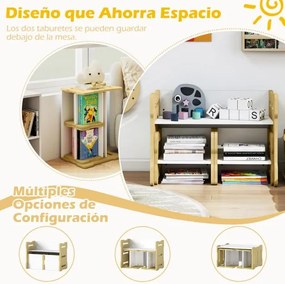 Conjunto de mesa e cadeira para crianças Conjunto de 3 peças para crianças pequenas com 2 bancos e mesa de atividades Natural