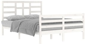 Estrutura de cama 140x200 cm madeira maciça branco