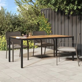 vidaXL Mesa de jardim 190x90x75 cm vime PE e acácia maciça preto