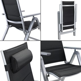 Conjunto de 2 Cadeiras de jardim Bern Premium encosto ajustável e estrutura prateada