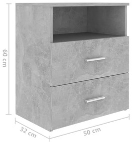 Mesa de Cabeceira Kafu com 2 Gavetas e Prateleira Aberta - Cinzento Ci