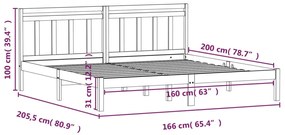 Estrutura de cama 160x200 cm pinho maciço