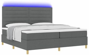 Cama Box com Colchão e LED Cinza Escuro 200x200 cm Tecido