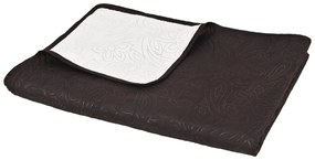 Colcha de dupla face acolchoada 220x240 cm creme e castanho