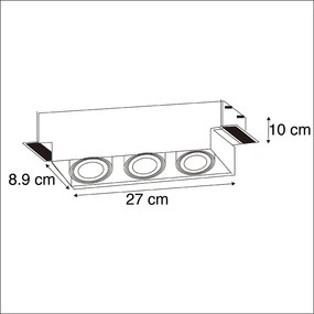 LED Foco embutido inteligente moderno preto sem moldura incl. 3 GU10 Wifi - Oneon 3 Design,Industrial,Moderno