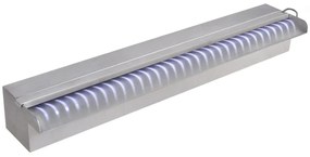 Fonte para piscina retangular com LEDs 60 cm aço inoxidável