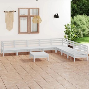 vidaXL 9 pcs conjunto lounge de jardim pinho maciço branco