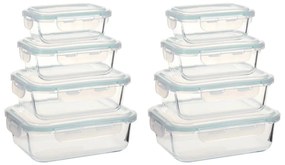 vidaXL Recipientes para alimentos 8 pcs vidro