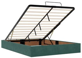Estrutura cama otomana colchões 140x200 cm veludo verde escuro
