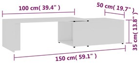 Mesa de centro 150x50x35 cm contraplacado branco