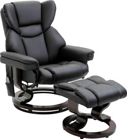 HOMCOM Poltrona de Relax com Função de Massagem Apoio para os Pés Função Reclinável Couro Sintético 79 x 82 x 101 cm | Aosom Portugal