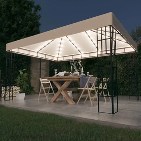 vidaXL Gazebo com cordões de luzes LED 3x4 m cor creme