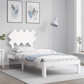 Cama sem colchão 90x200 cm madeira de pinho maciça branco