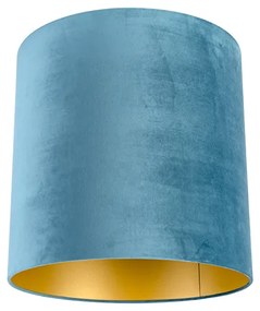Abajur de veludo azul 40/40/40 com interior dourado