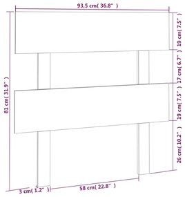 Cabeceira de cama 93,5x3x81 cm pinho maciço cinzento