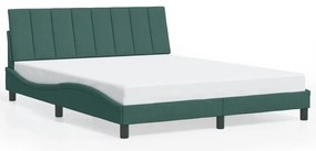 Estrutura de cama c/ luzes LED 160x200 cm veludo verde-escuro