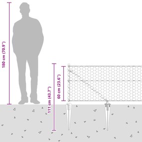 Cerca Hexagonal vidaXL Cinza 0,6x50 m Aço
