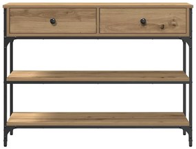 Mesa de Console Carvalho Artesanal 100x25x75 cm Madeira Composta e Aço