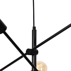 Candeeiro suspenso industrial preto 8 luzes - Sydney Industrial