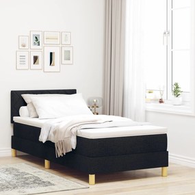 Cama Box Spring com Colchão Preta 90x200 cm Tecido