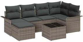 Conjunto de Sofás para Jardim de 6 Peças com Almofadas em Vime Preto