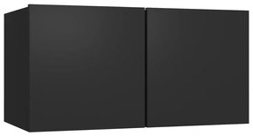 Conjunto de 4 Móveis de Parede de TV Régua S - Preto - Design Moderno