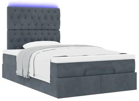 Estrutura de cama otomana com colchões cinza escuro Veludo